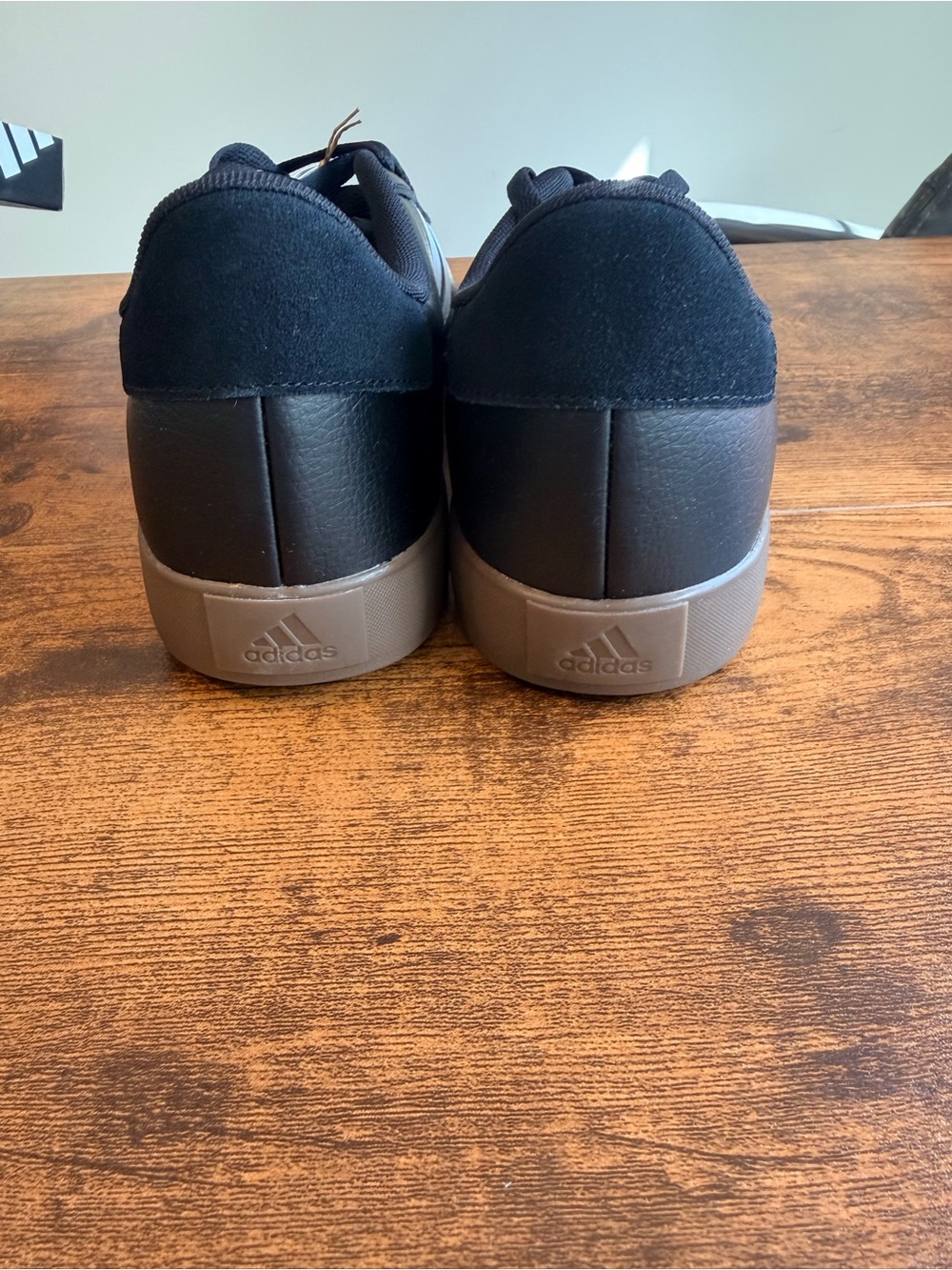 adidas Men’s Black Sneakers with White Stripes and Gum Sole - Picture 5 of 7